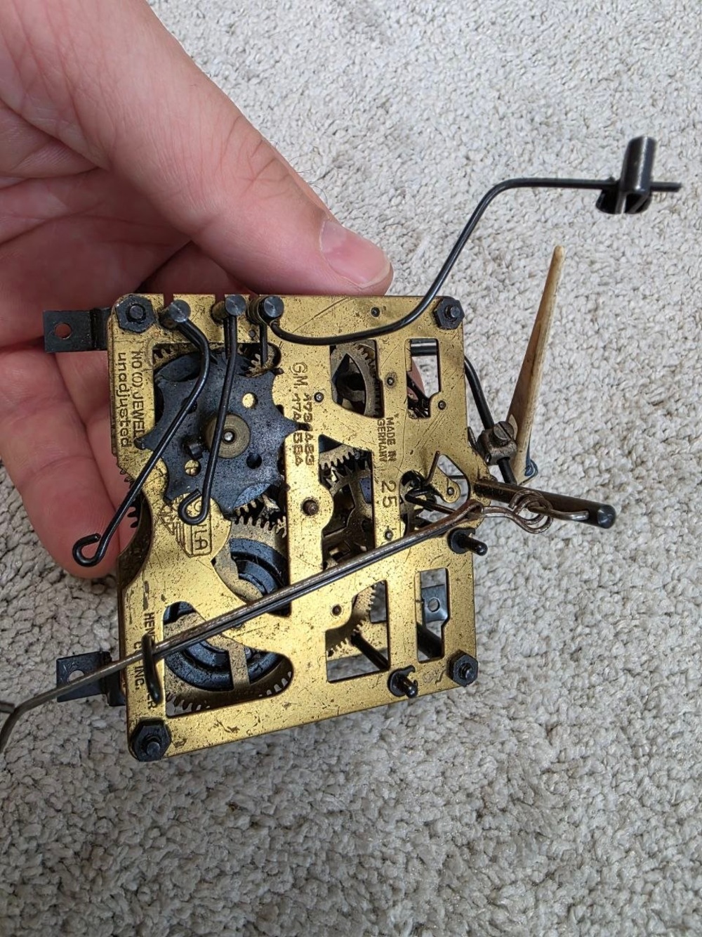 Vintage Regula 25 Cuckoo Clock Movement Germany Henry Coehler w/ Bird Parts Repa